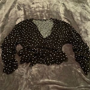 Polka dot cropped wrap top